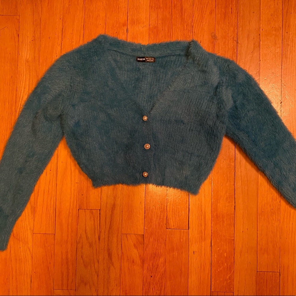 SHEIN button up fuzzy cardigan for girls!